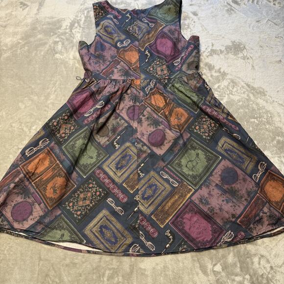 ModCloth Dress Womens L Geometric Cotton Back Zip Fit n Flare Lined - Picture 12 of 12